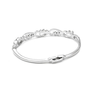 Wavy Bangle with Silver Austrian Element Crystals