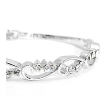 Load image into Gallery viewer, Wavy Bangle with Silver Austrian Element Crystals