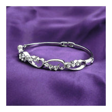 Load image into Gallery viewer, Wavy Bangle with Silver Austrian Element Crystals