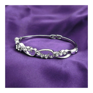 Wavy Bangle with Silver Austrian Element Crystals