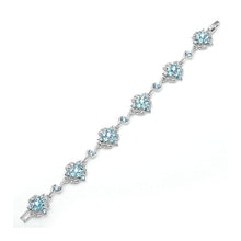 Load image into Gallery viewer, Antique Chain Bracelet with Blue Austrian Element Crystals
