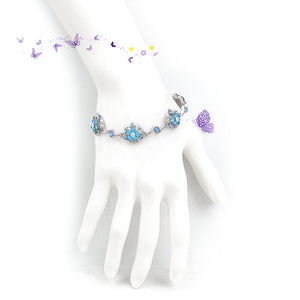 Antique Chain Bracelet with Blue Austrian Element Crystals