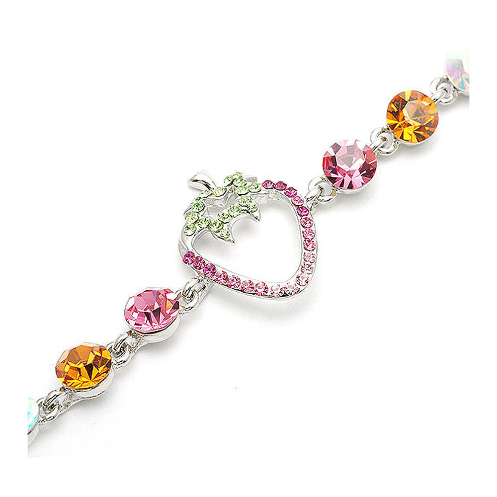 Strawberry Bracelet with CZ and Multi-colour Austrian Element Crystals