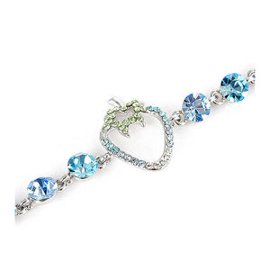 Strawberry Bracelet with Blue CZ and Multi-colour Austrian Element Crystals