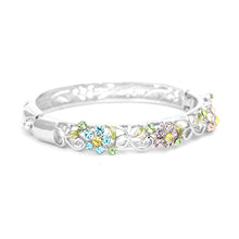 Load image into Gallery viewer, Elegant Flower Bangle with Multi-color Austrian Element Crystals