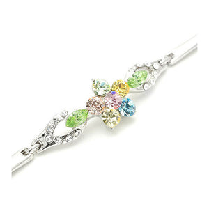 Flourishing Flower Bracelet with Multi-colour Austrian Element Crystals