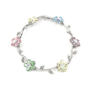 Colorful Flower Bracelet with Multi-color Austrian Element Crystals