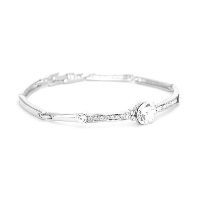 Elegant Bangle with Silver Austrian and CZ Beads