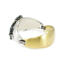 Load image into Gallery viewer, Elegant Crown Bangle with Blue and Green Austrian Element Crystal
