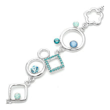 Load image into Gallery viewer, Fancy Graph Lover Bracelet with Blue Austrian Element Crystals and Iced Green CZ