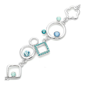 Fancy Graph Lover Bracelet with Blue Austrian Element Crystals and Iced Green CZ