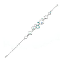 Load image into Gallery viewer, Fancy Graph Lover Bracelet with Blue Austrian Element Crystals and Iced Green CZ