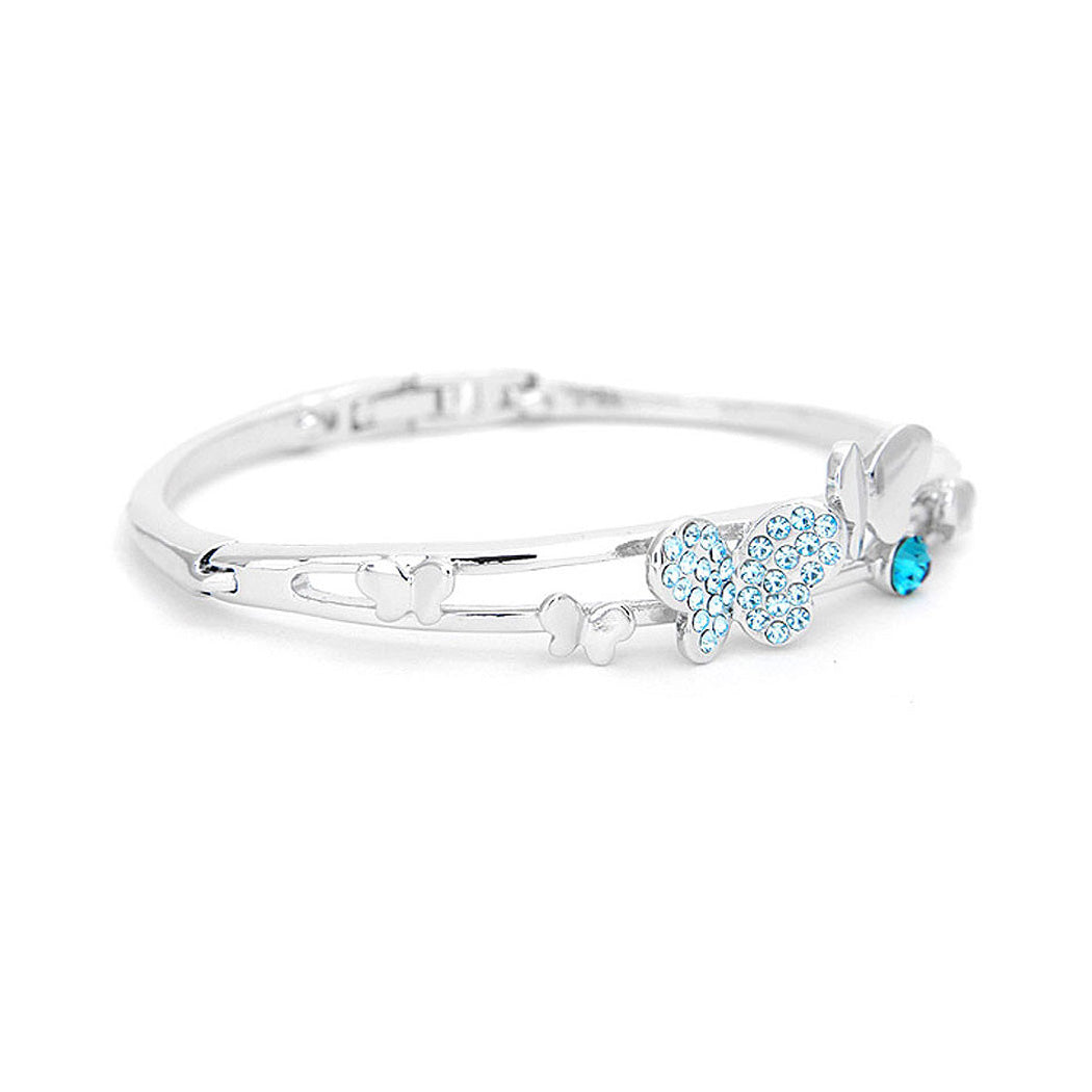 Cutie Butterfly Bangle with Blue Austrian Element Crystals