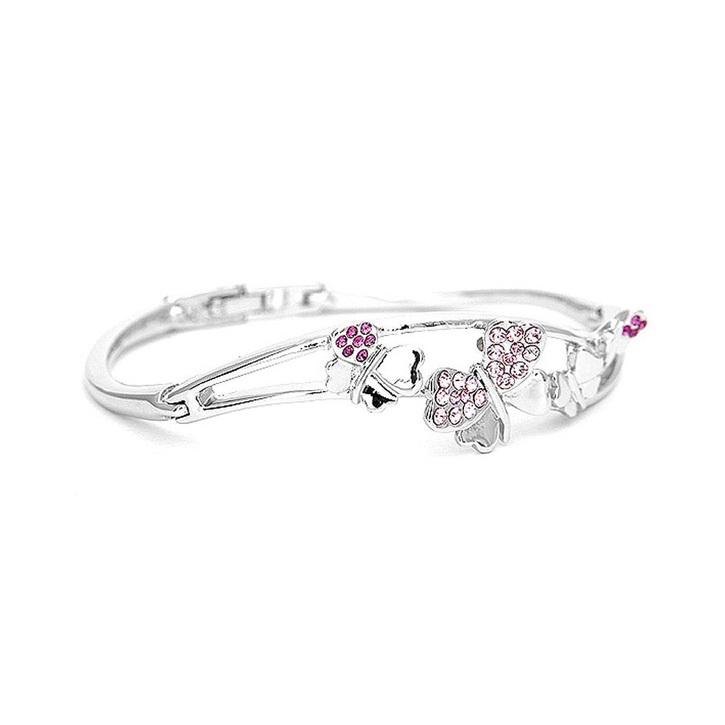 Cutie Heart Bangle with Purple Austrian Element Crystals