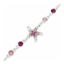 Load image into Gallery viewer, Sparkling Star Bracelet with Silver and Purple Austrian Element Crystals