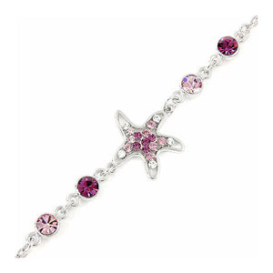 Sparkling Star Bracelet with Silver and Purple Austrian Element Crystals