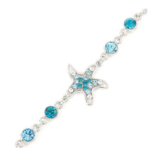 Load image into Gallery viewer, Sparkling Star Bracelet with Silver and Blue Austrian Element Crystals