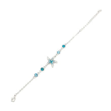 Load image into Gallery viewer, Sparkling Star Bracelet with Silver and Blue Austrian Element Crystals