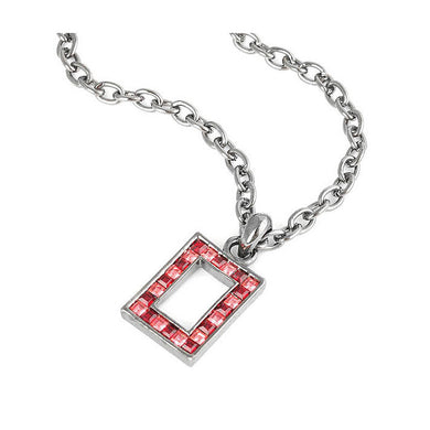 Rectangle Pendant with Red Austrian Element Crystals and Necklace
