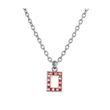 Load image into Gallery viewer, Rectangle Pendant with Red Austrian Element Crystals and Necklace