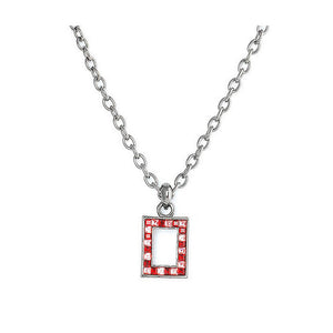 Rectangle Pendant with Red Austrian Element Crystals and Necklace
