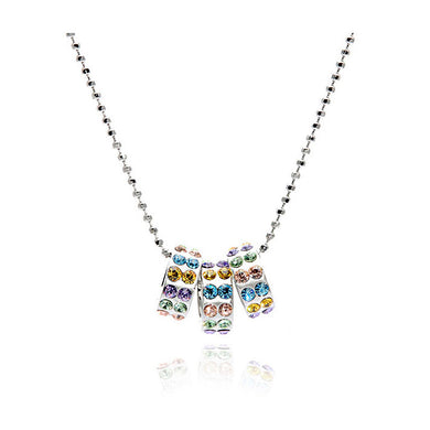 Round Moving Pendants with Multi-Color Austrian Element Crystals and Necklace