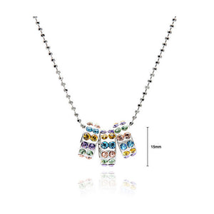 Round Moving Pendants with Multi-Color Austrian Element Crystals and Necklace