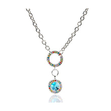 Load image into Gallery viewer, Blue Round Czech Crystal Bead Pendant with Multi-color Austrian Element Crystals and Necklace
