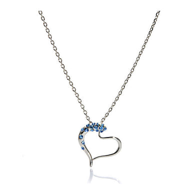 Heart Shape Pendant with Light Blue Austrian Element Crystals and Necklace