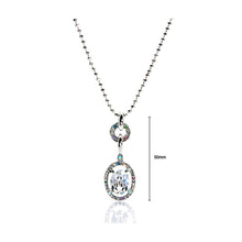 Load image into Gallery viewer, Silver Oval Shape Czech Crystal Bead Pendant with Austrian Element Crystals and Necklace