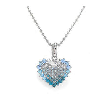 Load image into Gallery viewer, Heart Pendant with Blue Austrian Element Crystals and Necklace