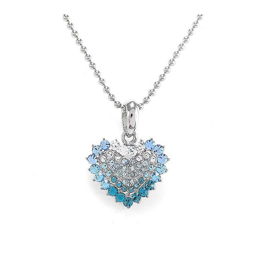 Heart Pendant with Blue Austrian Element Crystals and Necklace