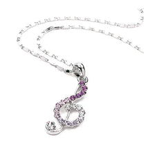 Load image into Gallery viewer, Music Sign Pendant with Purple Austrian Element Crystals and Necklace