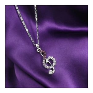 Music Sign Pendant with Purple Austrian Element Crystals and Necklace