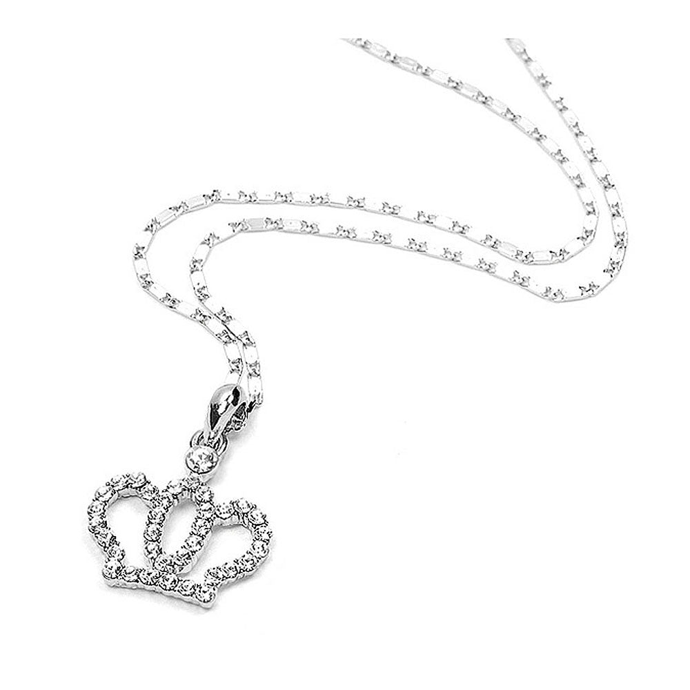 Crown Pendant with Silver Austrian Element Crystals and Necklace