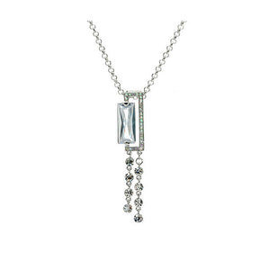 Silver Radient Shape Czech Crystal Bead Pendant with Austrian Element Crystals Tassels and Necklace