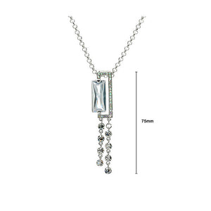 Silver Radient Shape Czech Crystal Bead Pendant with Austrian Element Crystals Tassels and Necklace