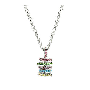 Color Layers Pendant with Multi-color Austrian Element Crystals and Necklace