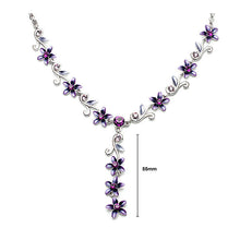 Load image into Gallery viewer, Purple Flower Necklace with Austrian Element Crystals