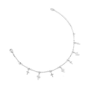 Elegant Cross Anklet with Silver Austrian Element Crystals