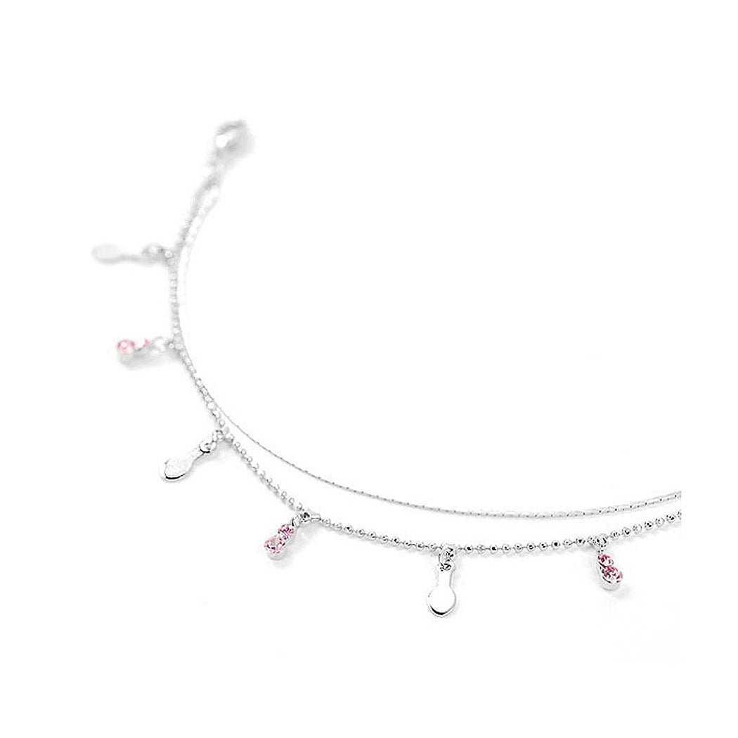 Simple Anklet with Pink Austrian Element Crystals