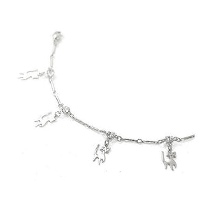 Cutie Cat Charms Anklet with Silver Austrian Element Crystals