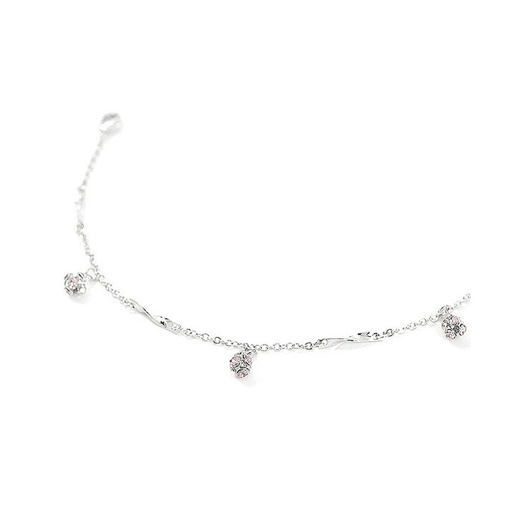Elegant Ball Anklet with Purple Austrian Element Crystals