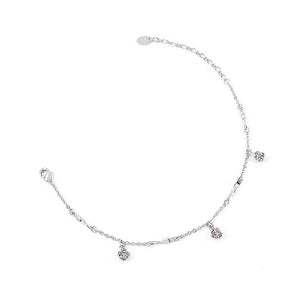 Elegant Ball Anklet with Purple Austrian Element Crystals