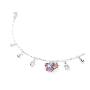 Butterfly Anklet with Purple Austrian Element Crystal