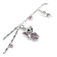 Load image into Gallery viewer, Cutie Cat Anklet with Purple Austrian Element Crystals