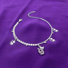 Load image into Gallery viewer, Cutie Cat Anklet with Purple Austrian Element Crystals