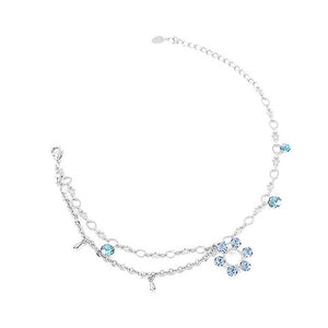 Flower Anklet with Blue Austrian Element Crystals