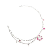 Load image into Gallery viewer, Flower Anklet with Pink Austrian Element Crystals