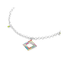 Load image into Gallery viewer, Elegant Square charms and Small Bell Anklet with Multi-color Austrian Element Crystals